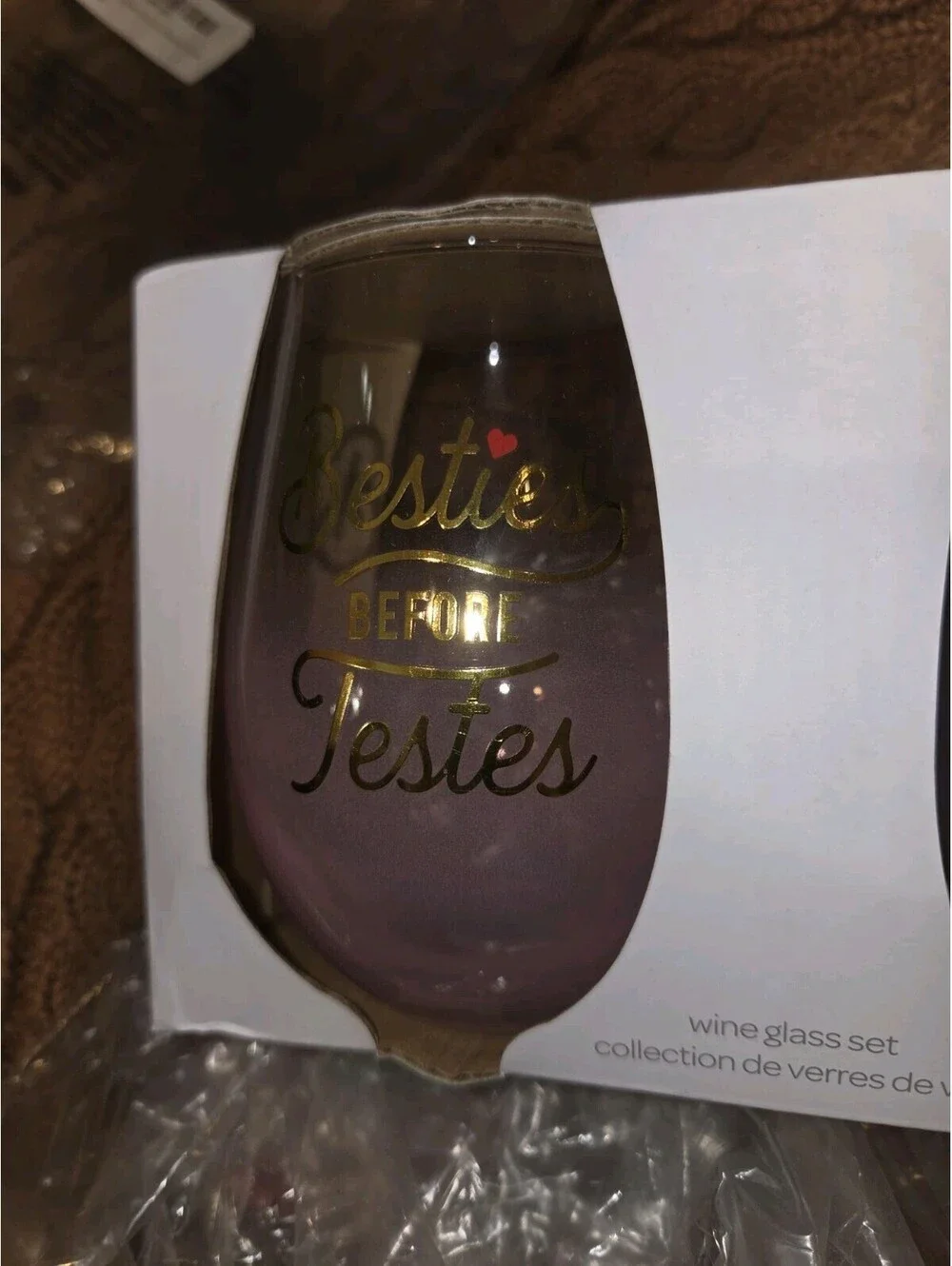 Besties before testes Wine glass